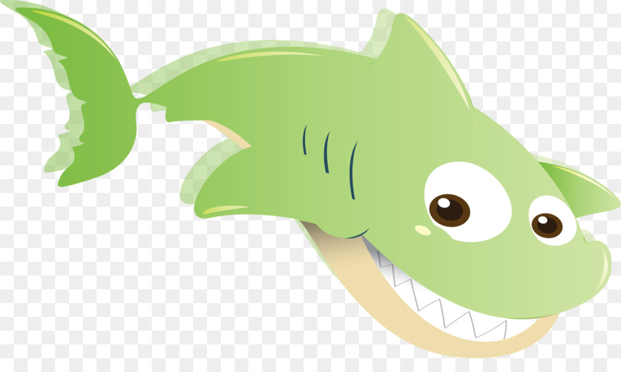 grüne Cartoon Fisch Fischschwanz - 