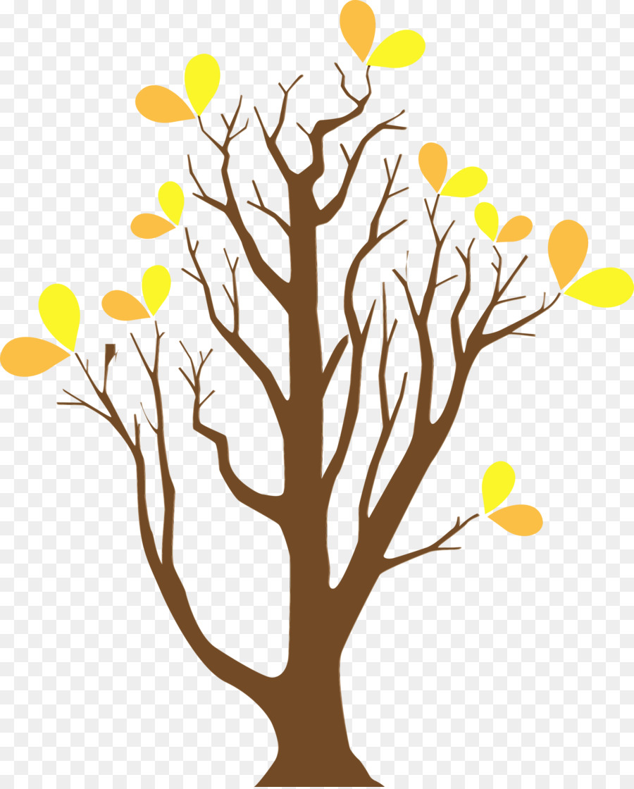 foglia gialla della pianta del ramo di albero - 