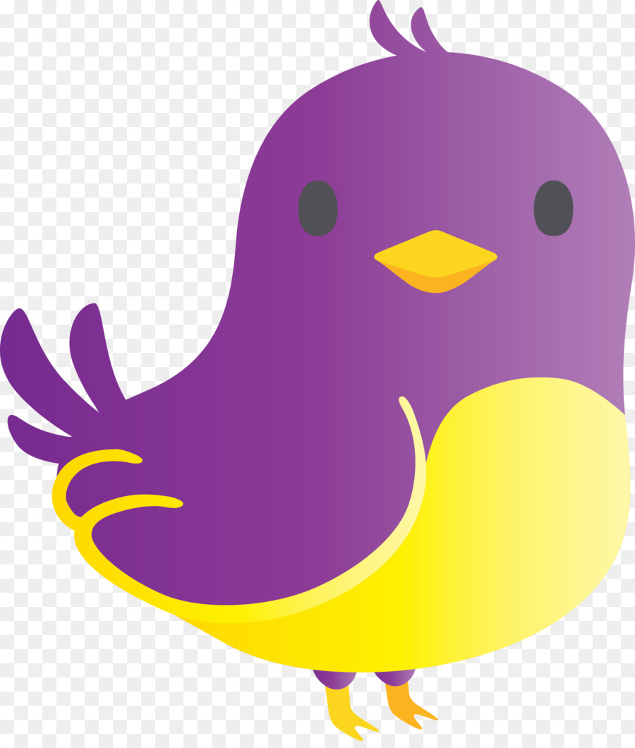violet purple cartoon bird yellow