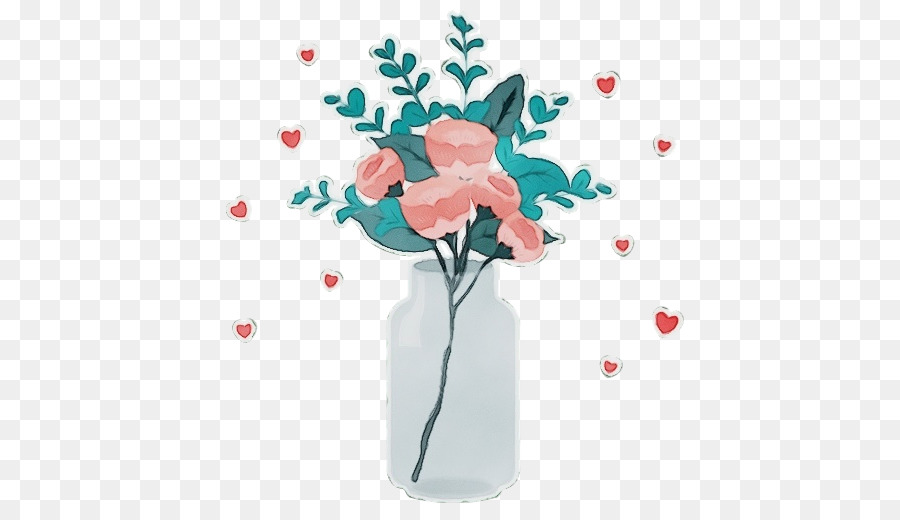 Vase Türkis Blume rosa Pflanze - 
