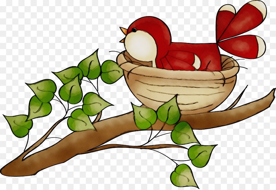 cartone animato pianta ramo appollaiati uccello - 