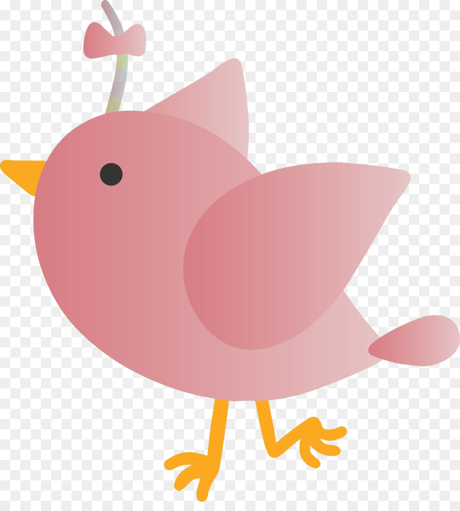 rosa Karikaturvogel, der Vogel hockt - 