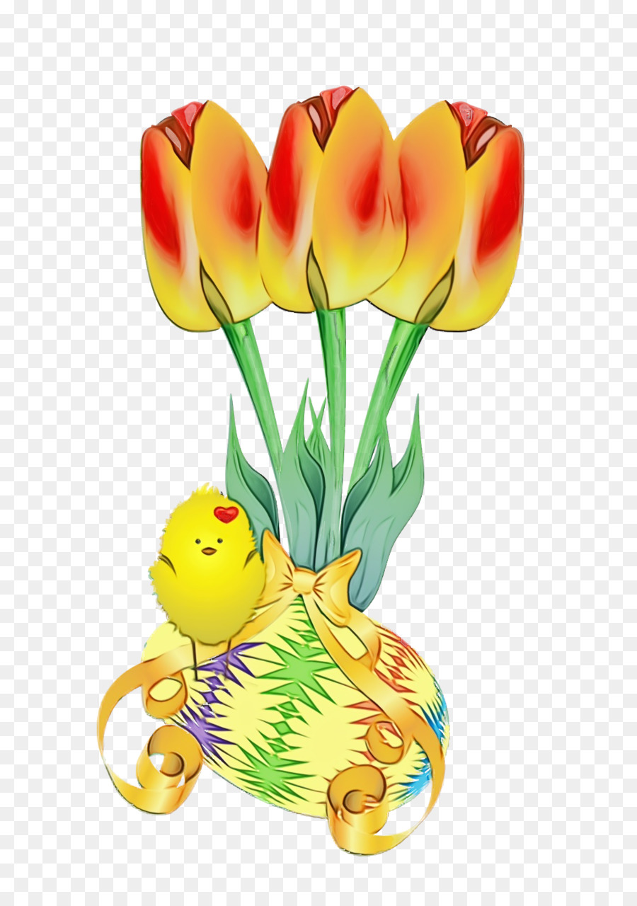 tulip cut flowers petal yellow flowerpot