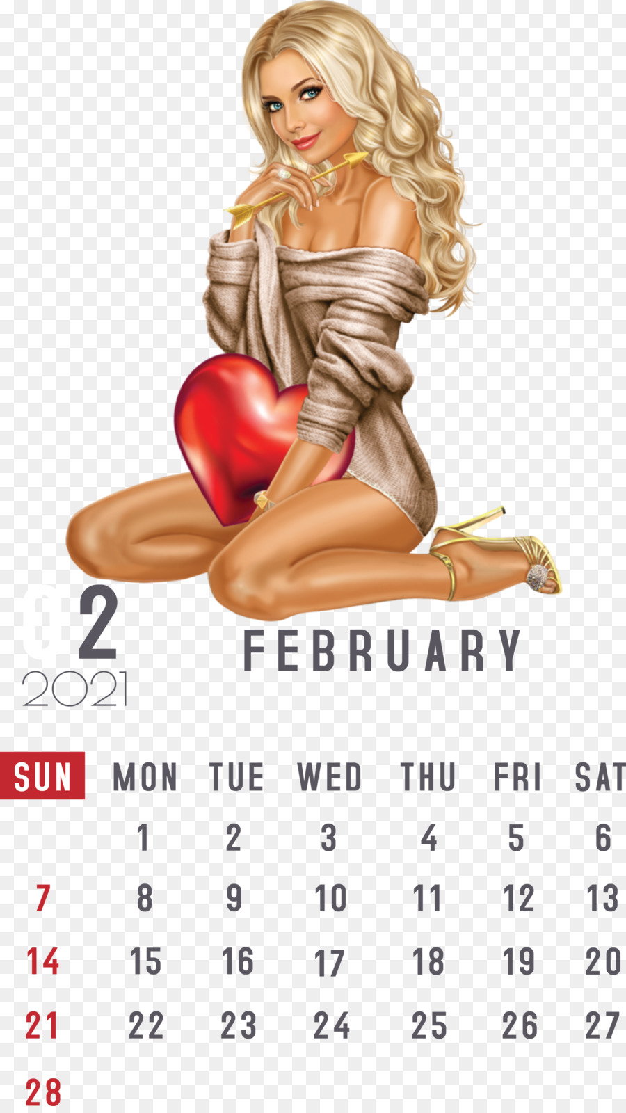 Calendario stampabile febbraio 2021 Calendario febbraio 2021 - 