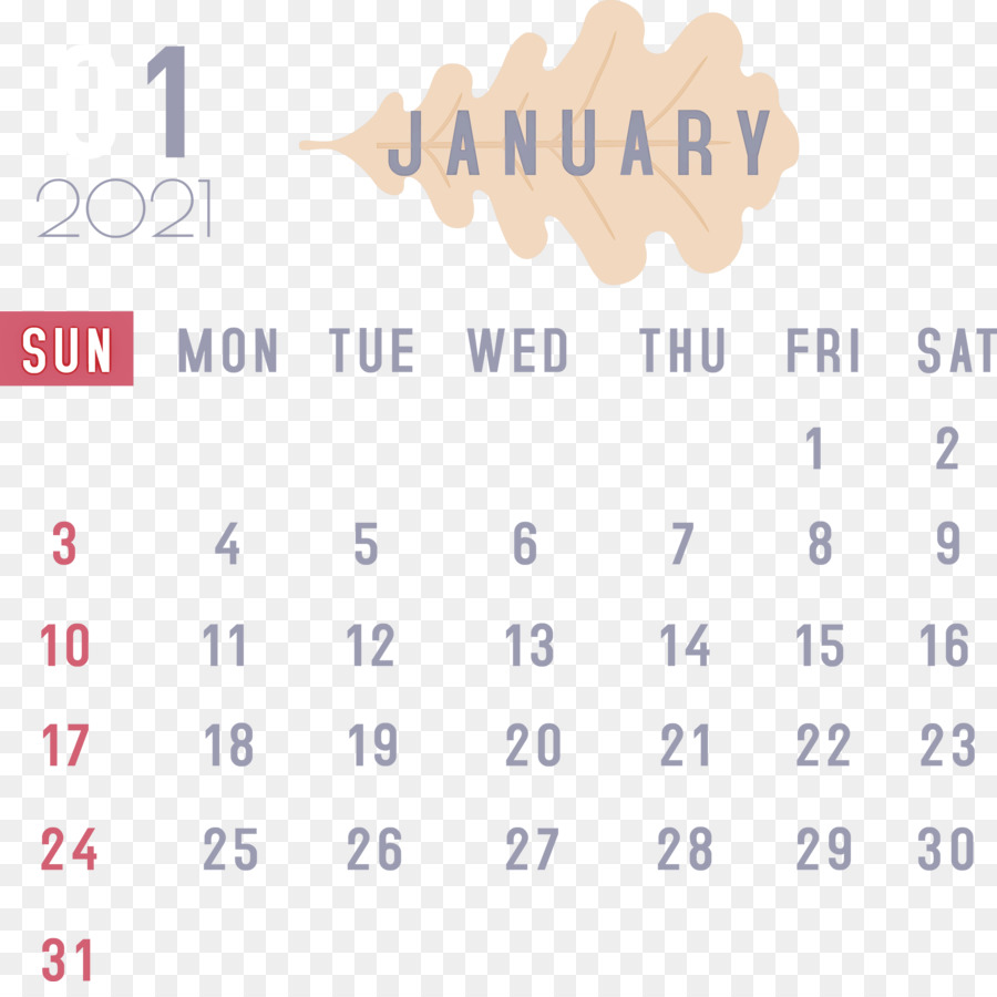 Januar 2021 Druckbarer Kalender Januar-Kalender - 