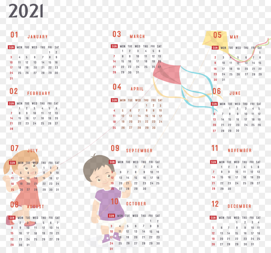 Anno 2021 Calendario stampabile Calendario annuale 2021 Calendario annuale completo 2021 - 