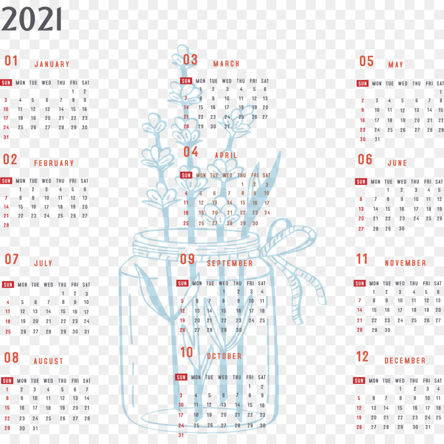 Jahreskalender 2021 Druckbar 2021 Jahreskalender 2021 Ganzjahreskalender - 