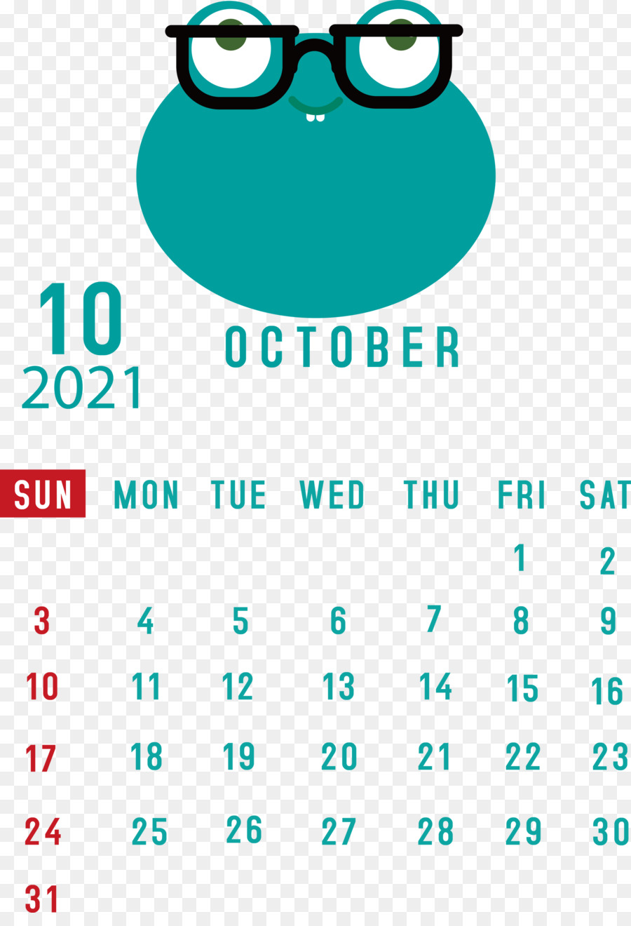 Calendario stampabile di ottobre 2021 Calendario di ottobre 2021 - 