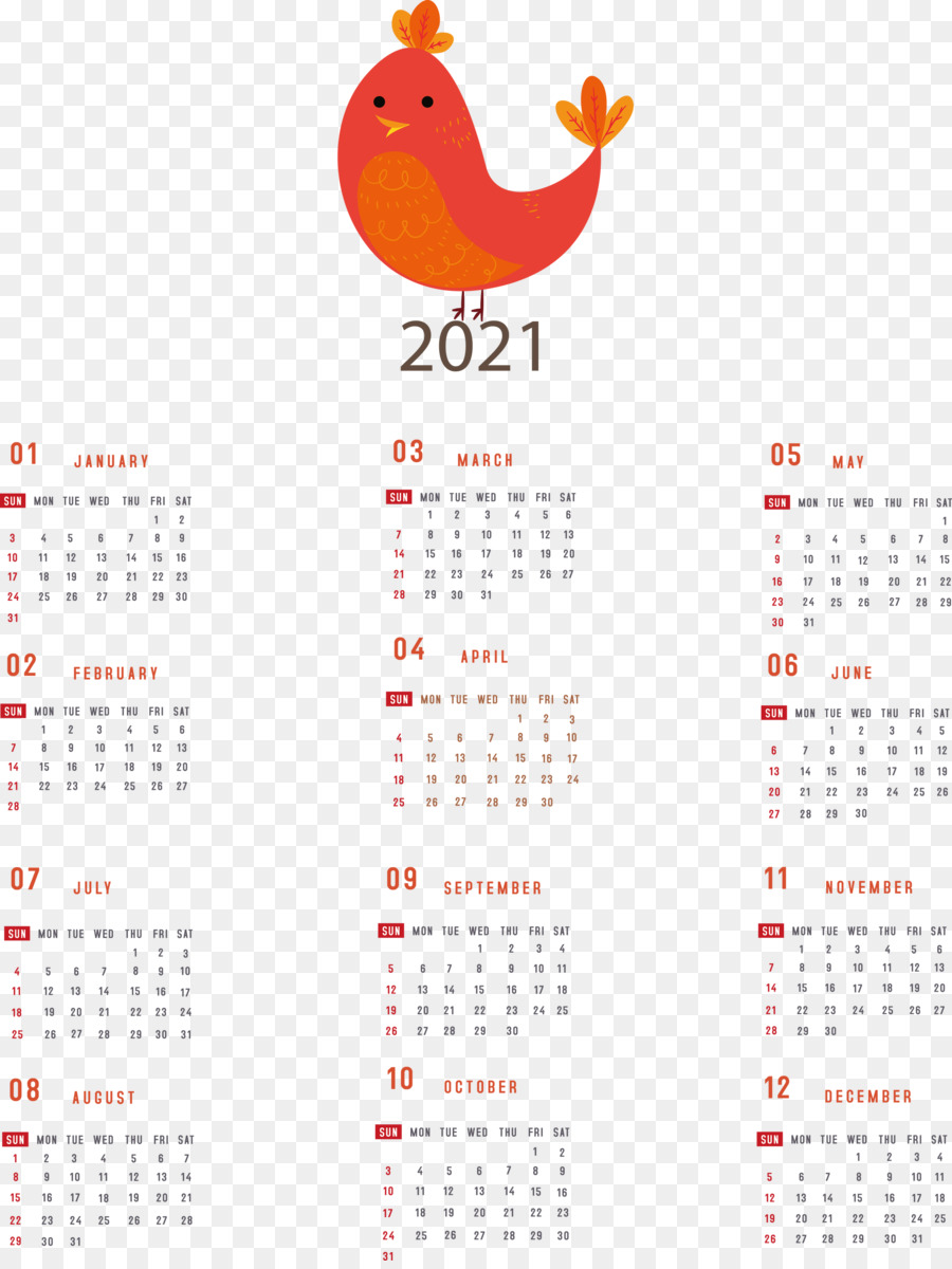 Druckbarer Jahreskalender 2021 Jahreskalender 2021 - 