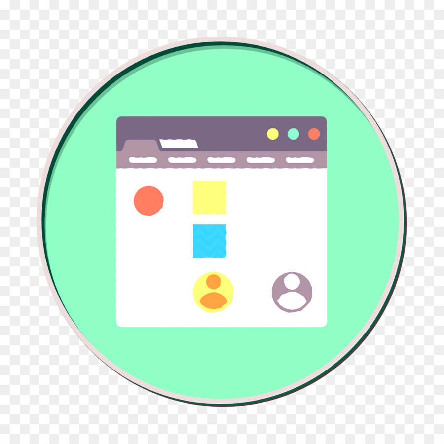 Icona del contenuto Sviluppo web design e icona Ul-Flat-Circle Icona del sito web - 