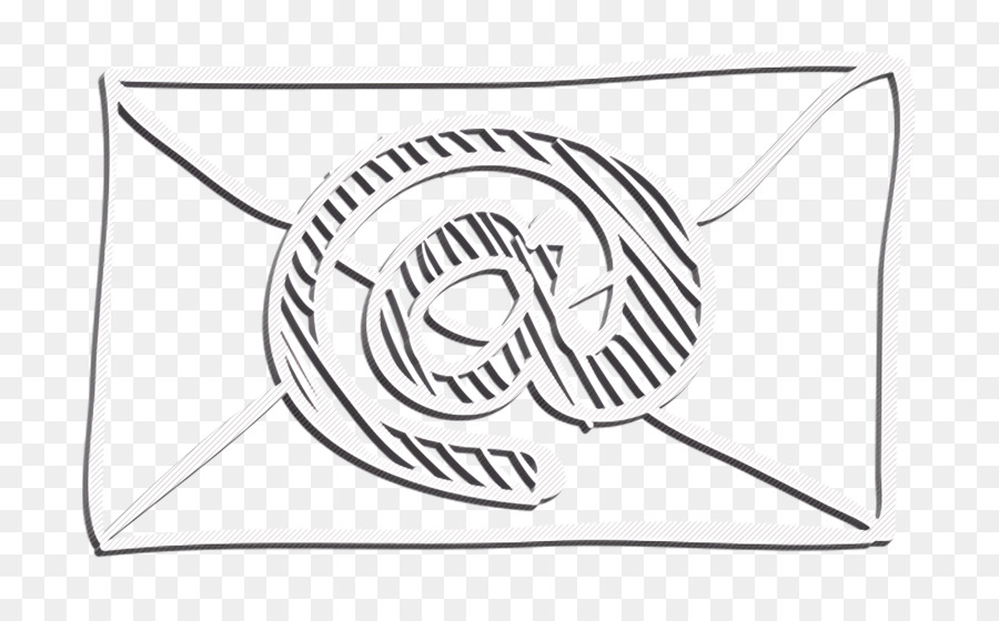 Skizzen-Symbol E-Mail skizzierter Umschlag mit Arroba-Zeichen-Symbol Social Media Hand gezeichnetes Symbol - 