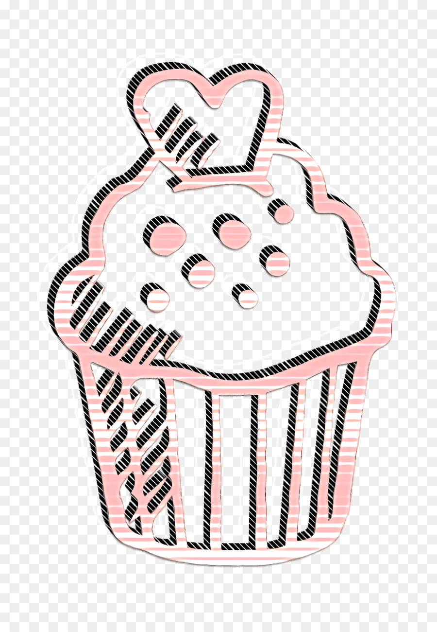 Biểu tượng món tráng miệng Biểu tượng bánh cupcake Vẽ tay Biểu tượng các yếu tố tình yêu - 