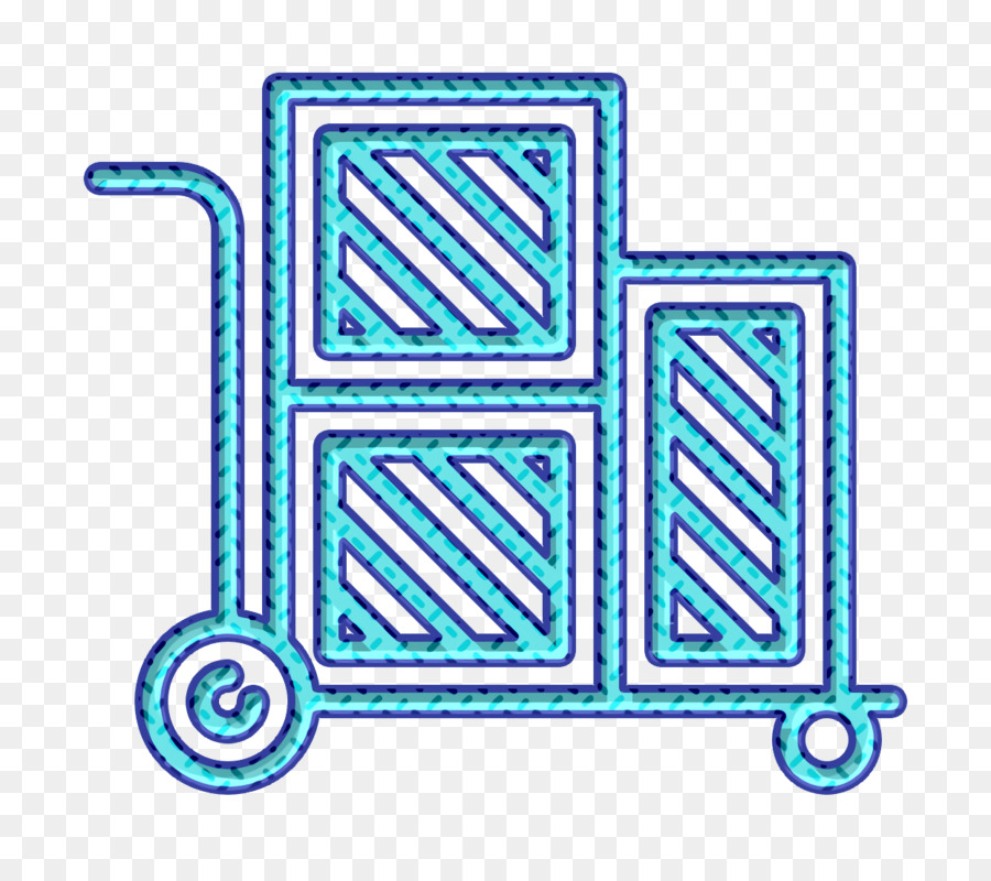 Management-Symbol-Warenkorb mit Boxen-Symbol-Trolley-Symbol - 