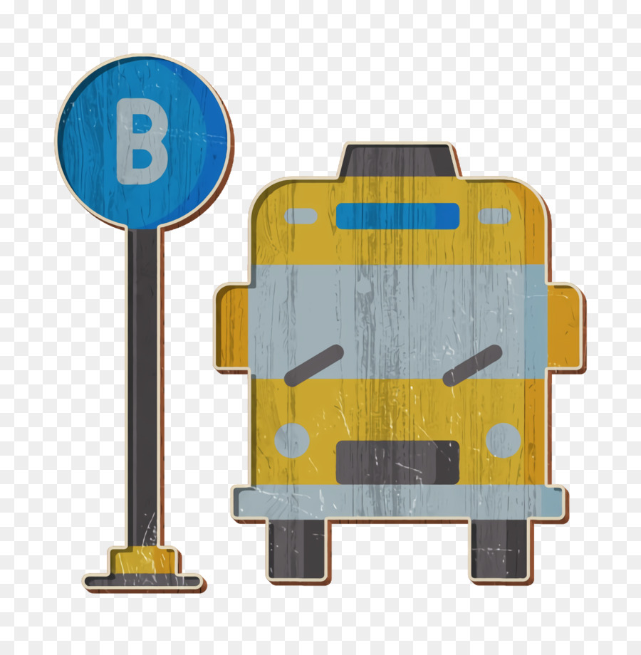 Stadtlebens-Symbol-Bank-Symbol-Bushaltestelle-Symbol - 