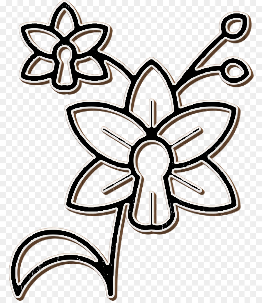 Detaillierte Blumen-Symbol-Blumen-Symbol-Orchideen-Symbol - 