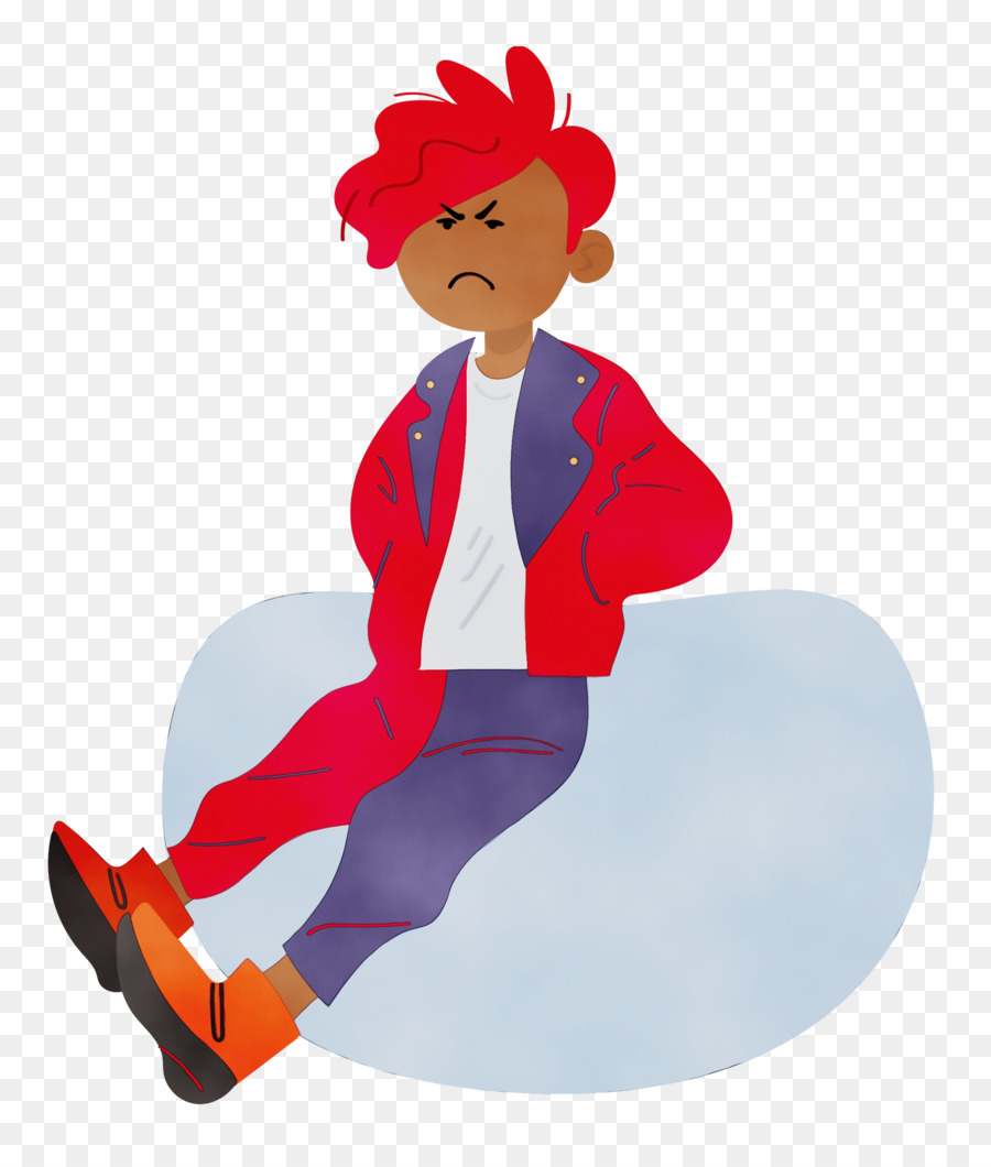 cartoon character red headgear sitting