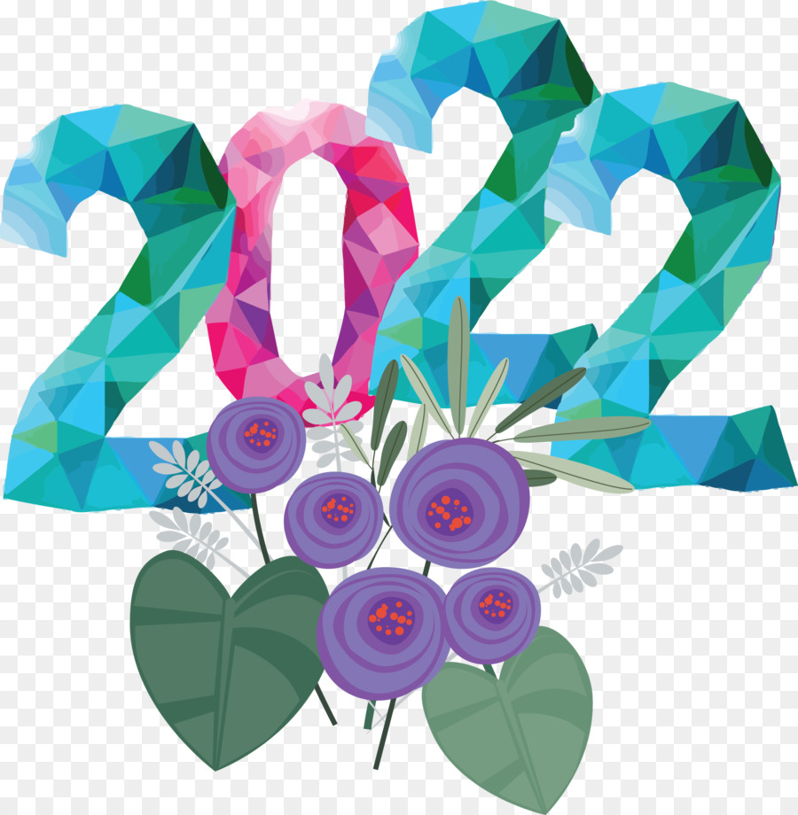 2022 Year Flower Text Design