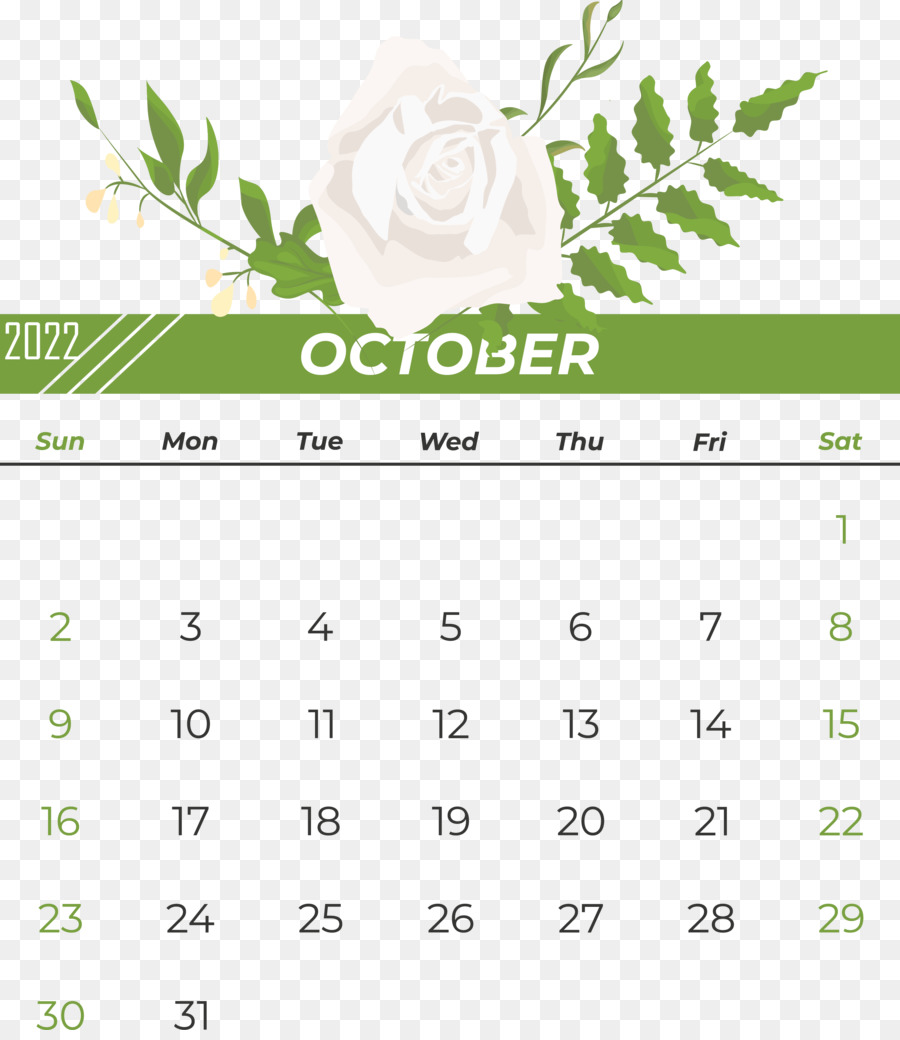 Green del calendario del carattere della linea di fiori - 