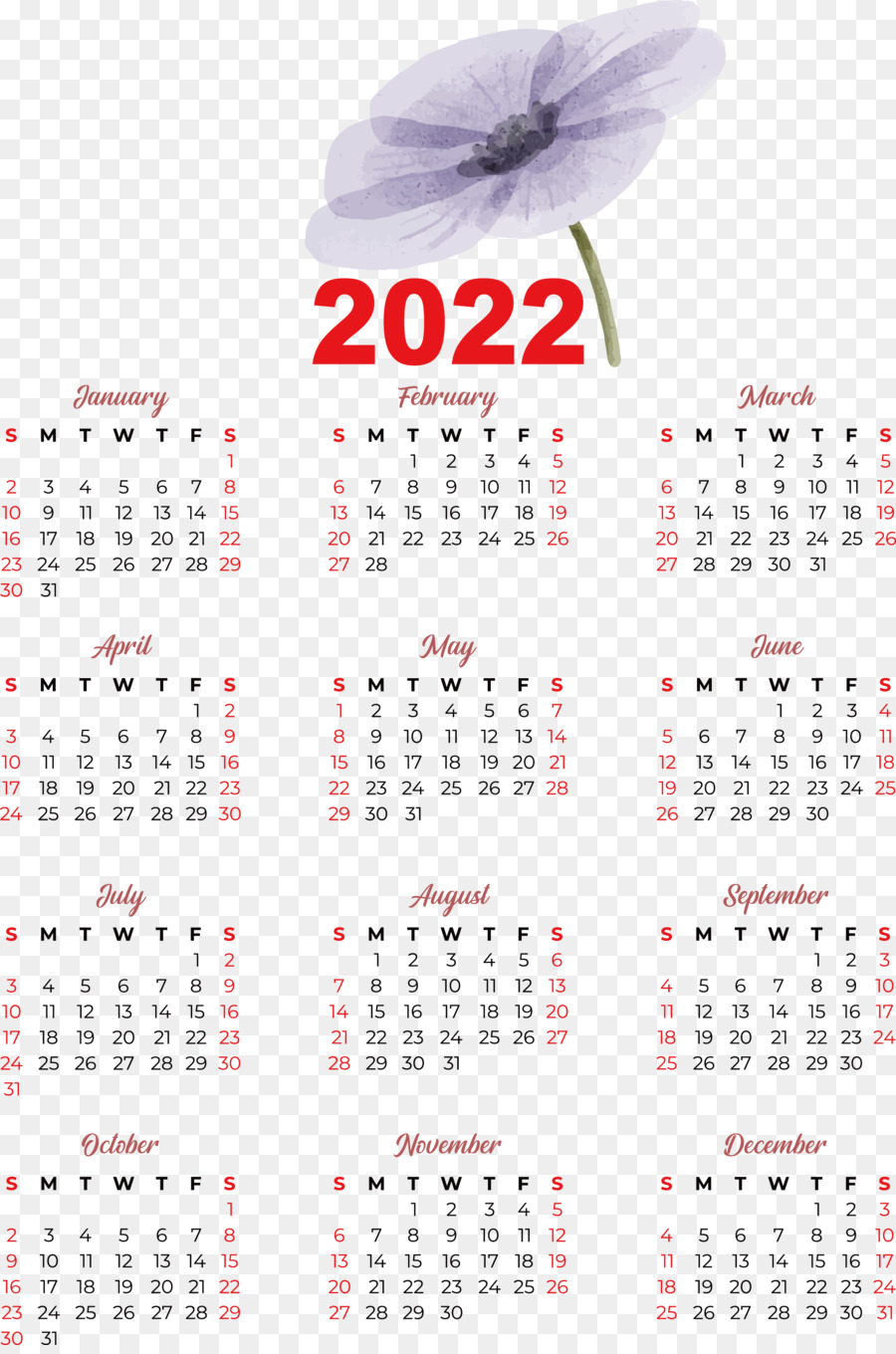 2022 Lịch 2021 tháng Vector - 