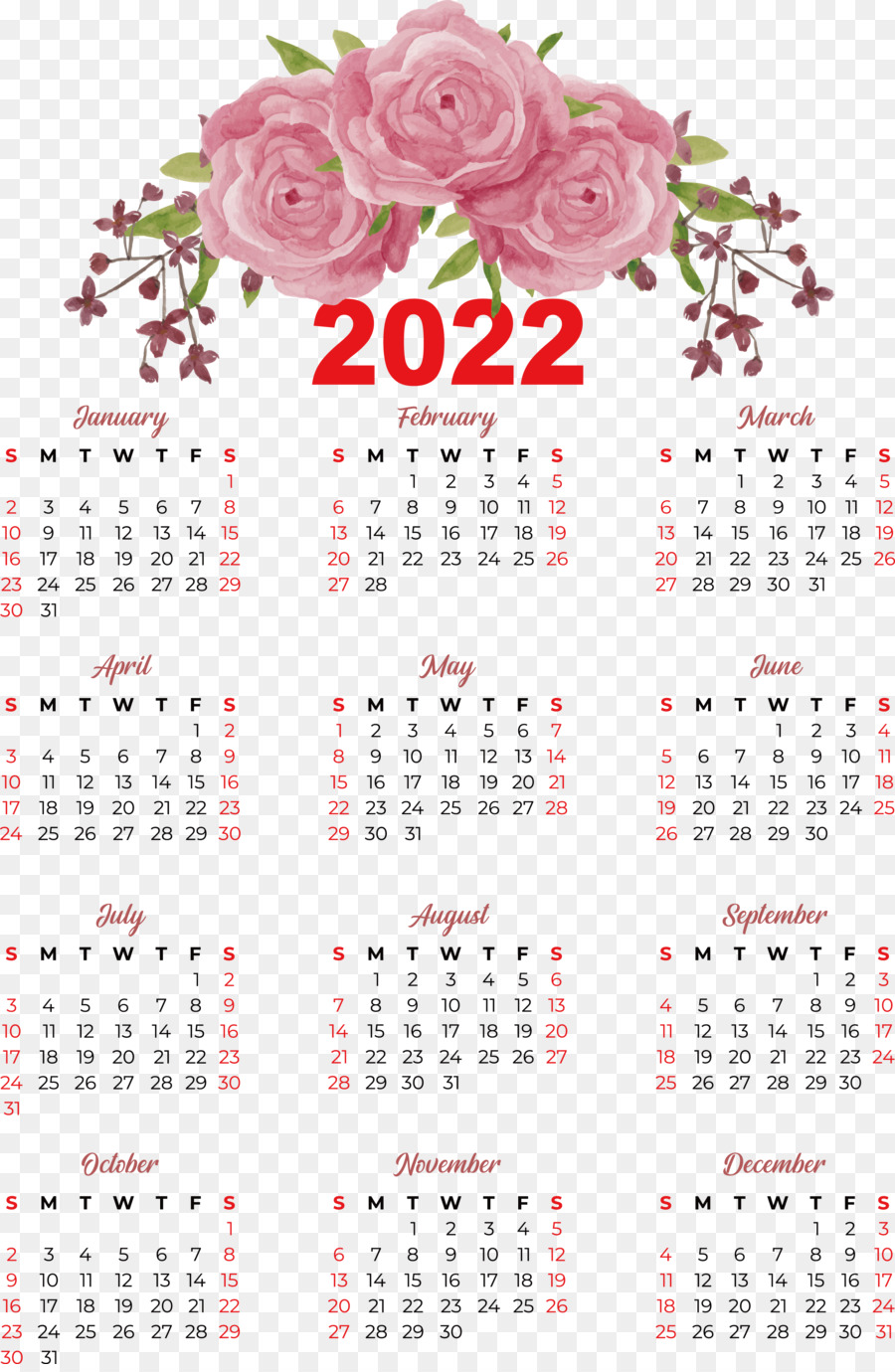 Calendario 2022 Nomi dei giorni della settimana Julian Calendar Month - 