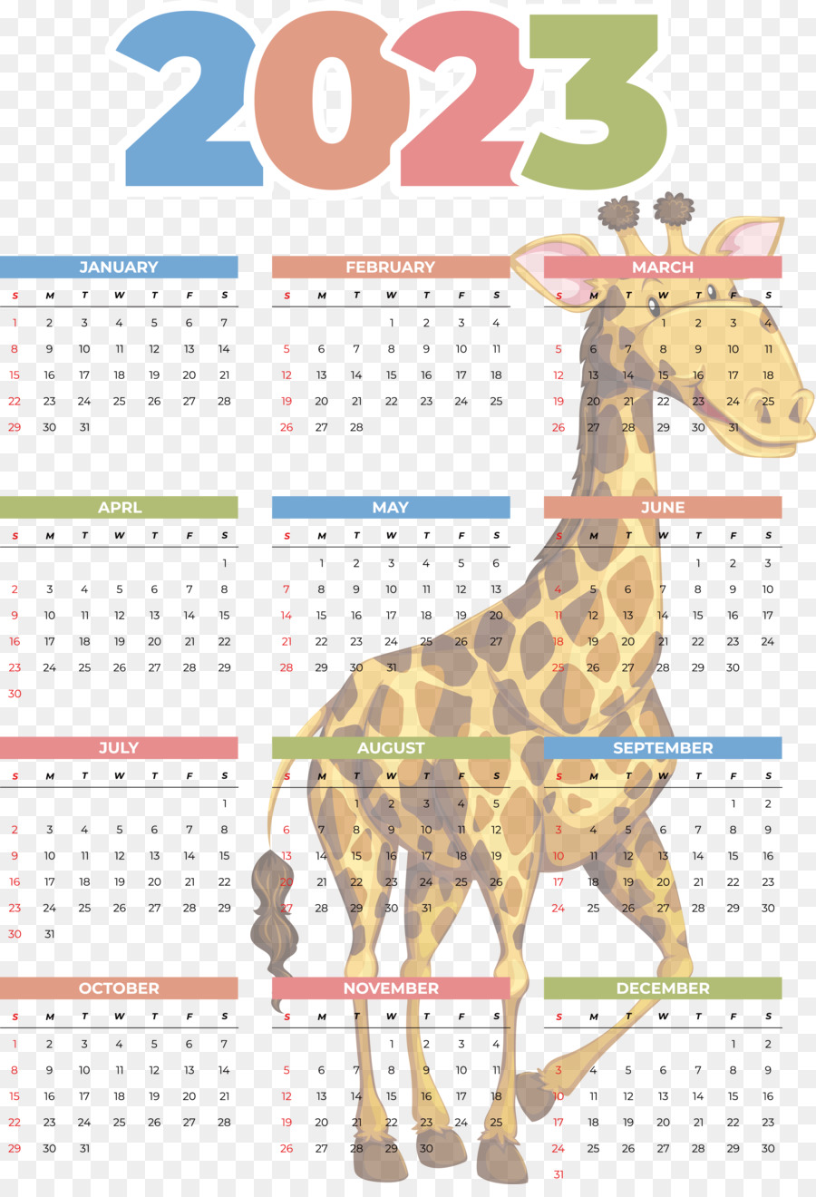 giraffe calendar meter biology science