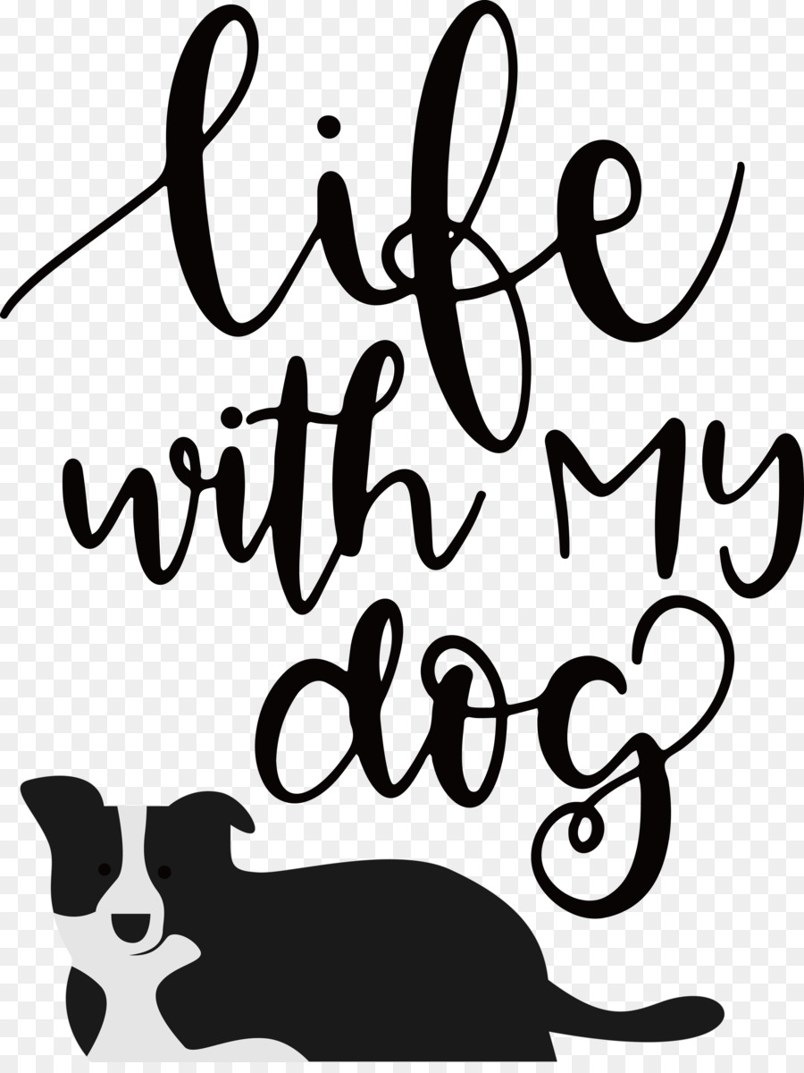 Caligrafia del logo del cane Cat Dog in bianco e nero - 