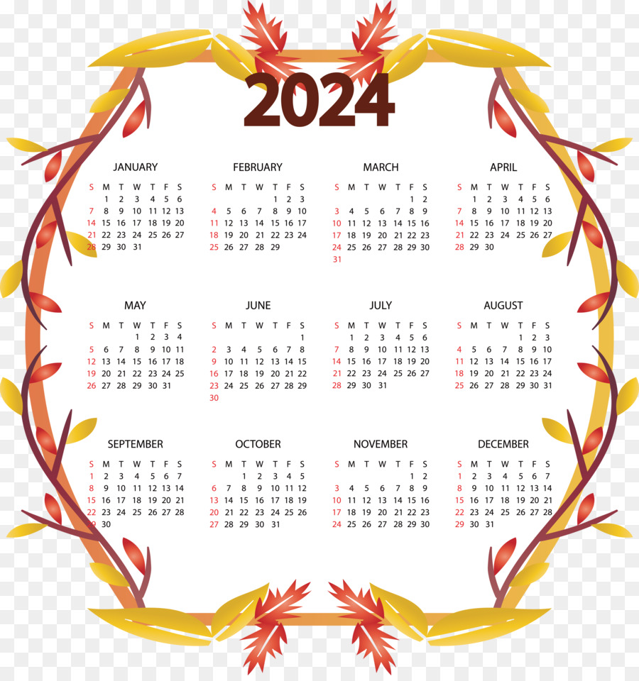 2024 Yearly Printable Calendar Template