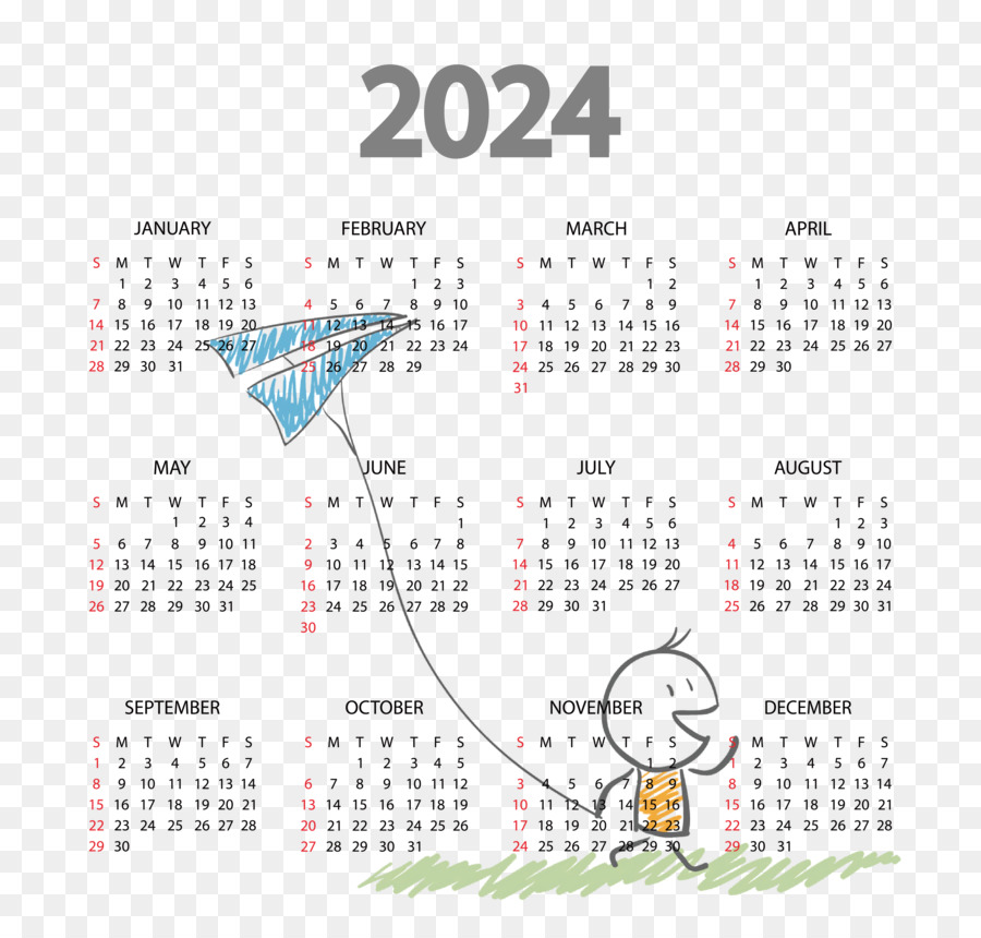 2024 Yearly Calendar With Cartoon Theme png download - 4517*4300 - Free  Transparent Calendar png Download. - CleanPNG / KissPNG