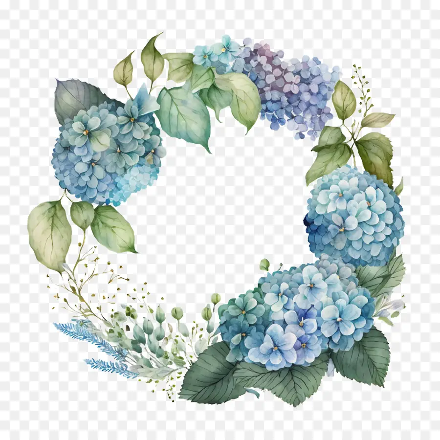 watercolor hydrangea blue hydrangea  hydrangea wreath