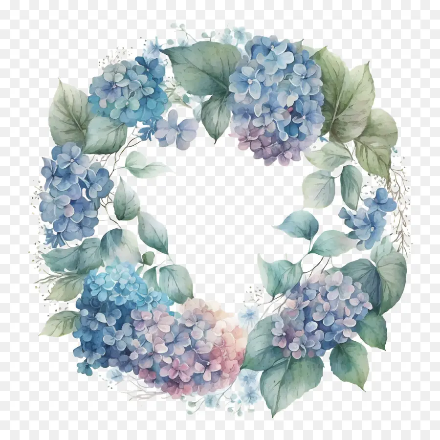 watercolor hydrangea blue hydrangea  hydrangea wreath