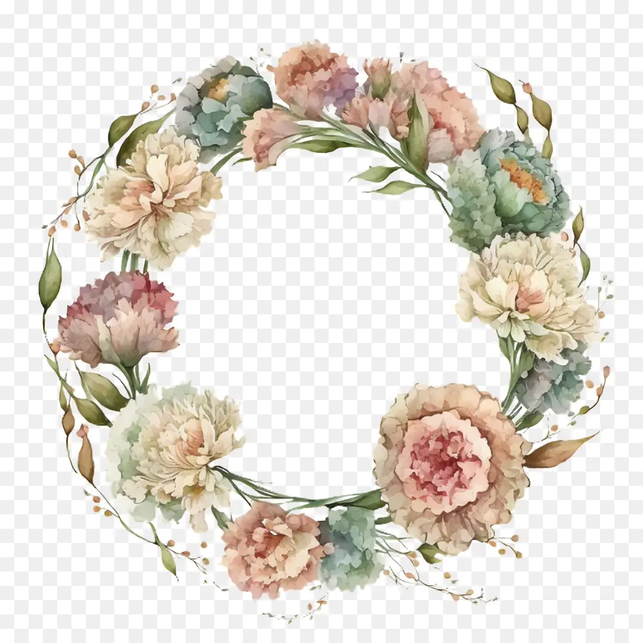 watercolor carnations carnations wreath  carnations frame