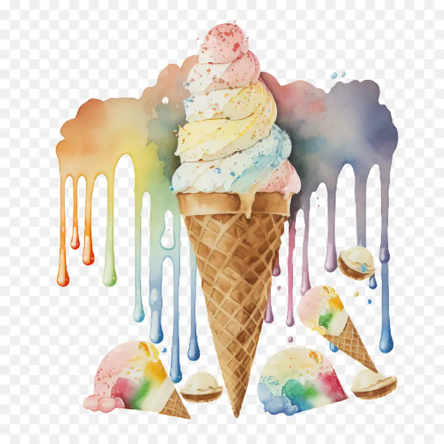 watercolor ice cream cone ice cream cone melting
