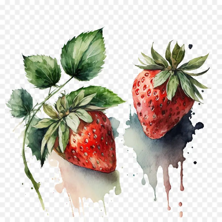 Aquarell zwei Erdbeeren Aquarell -Erdbeeren - 