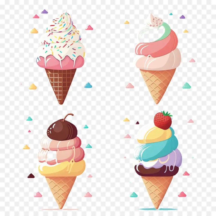ice cream cone colors of the 90s cute sweet sundaes