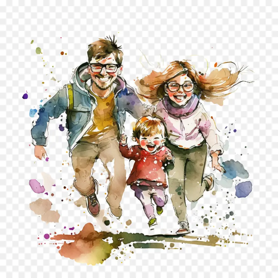 watercolor family cute family