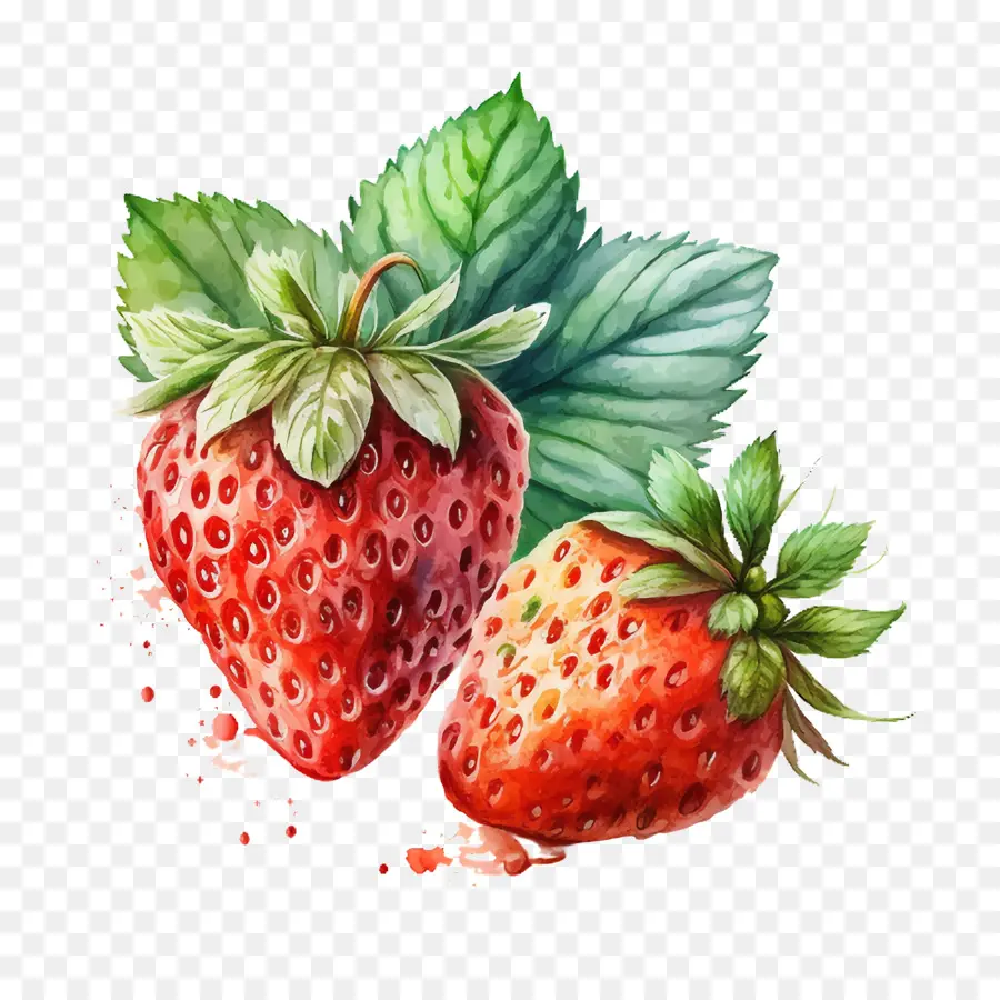 Aquarell zwei Erdbeeren Aquarell -Erdbeeren - 