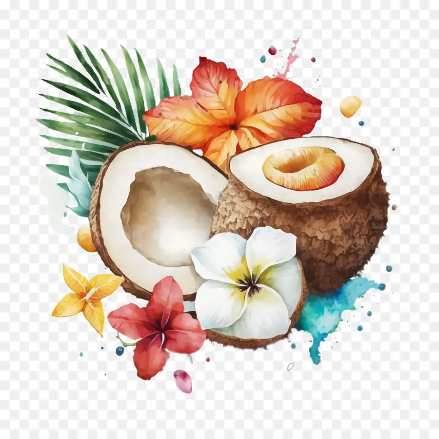 hibisco a cocco a cocco di cocco di cocco ad acquerello - 