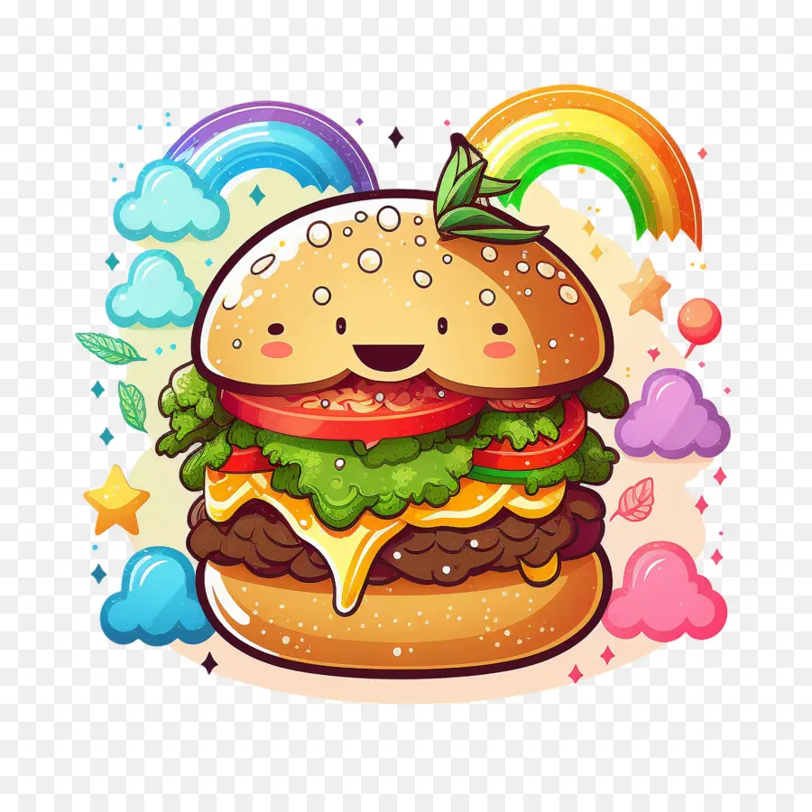 Cartoon Hamburger Kawaii Hamburger - 