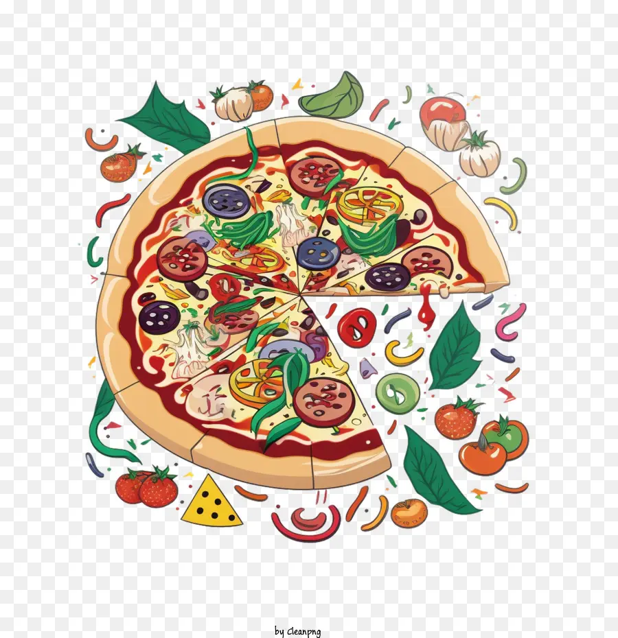 Farben der 90er Pizza -Cartoon -Pizza - 