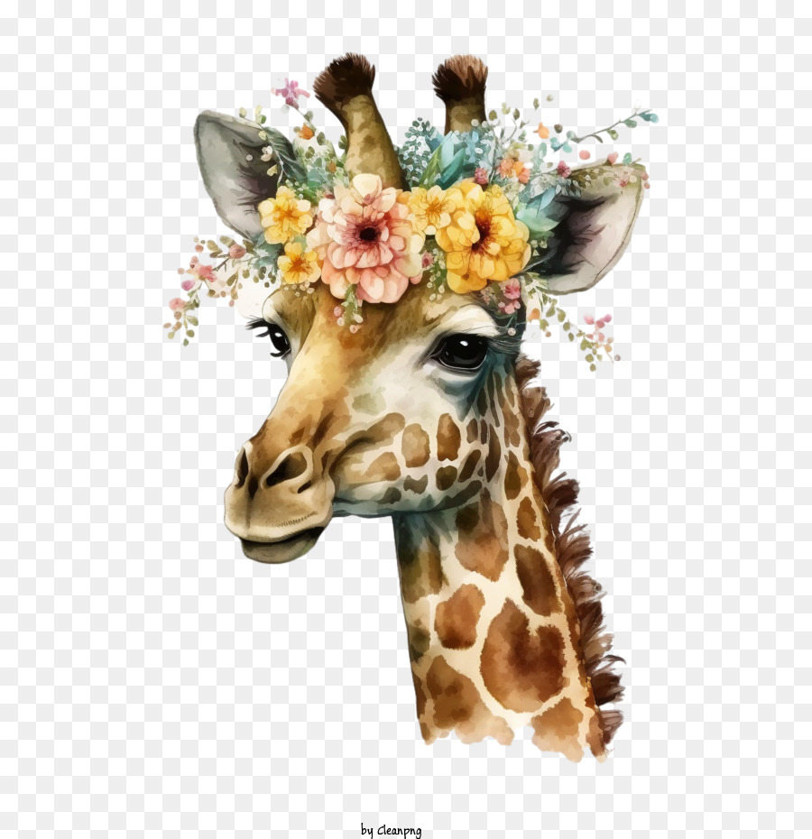Cartoon Giraffe Giraffe mit einem Blumenstrauß - 