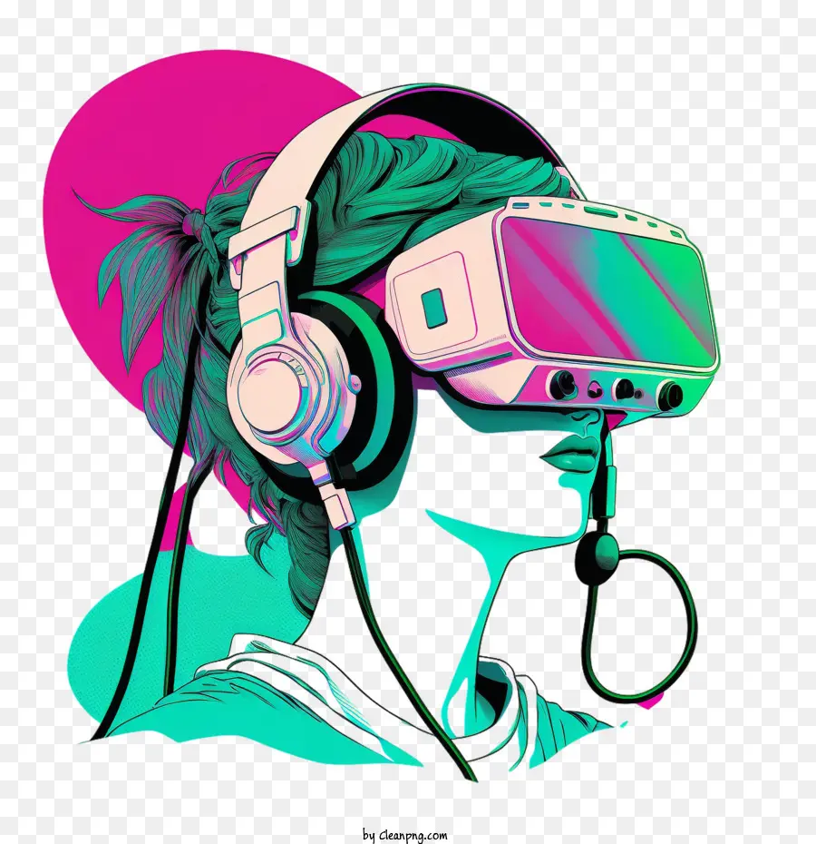 Nahaufnahme Mädchen VR Set Kopfhörer - 