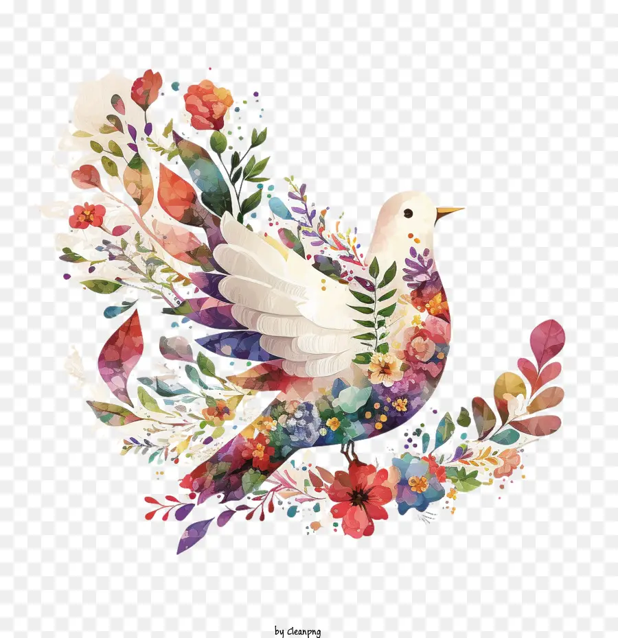 watercolor dove peace dove  dove in flowers
