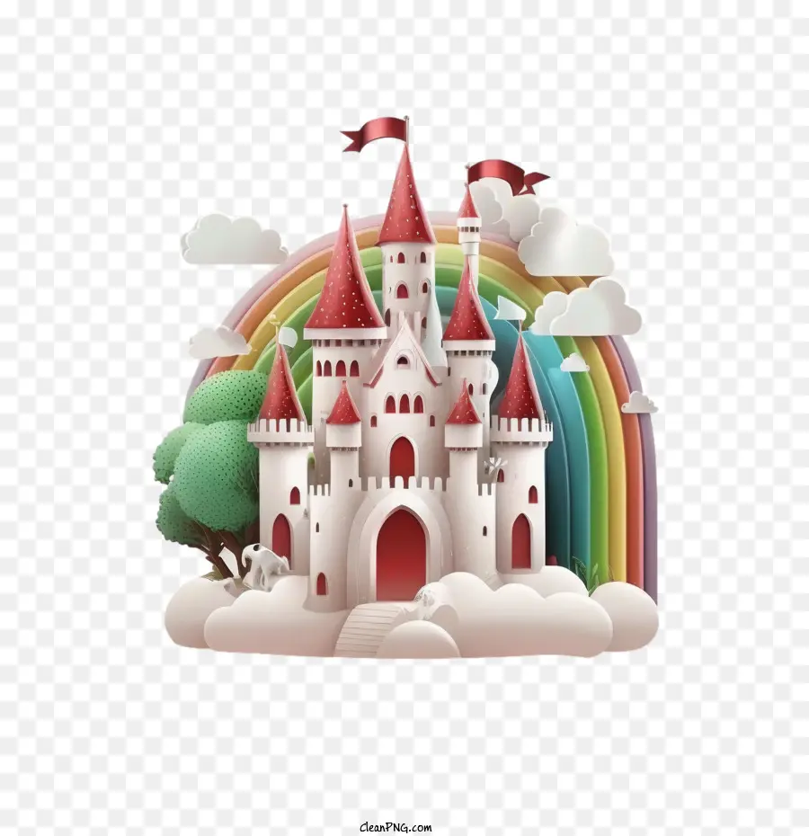 cute castle princess castle castle with rainbow