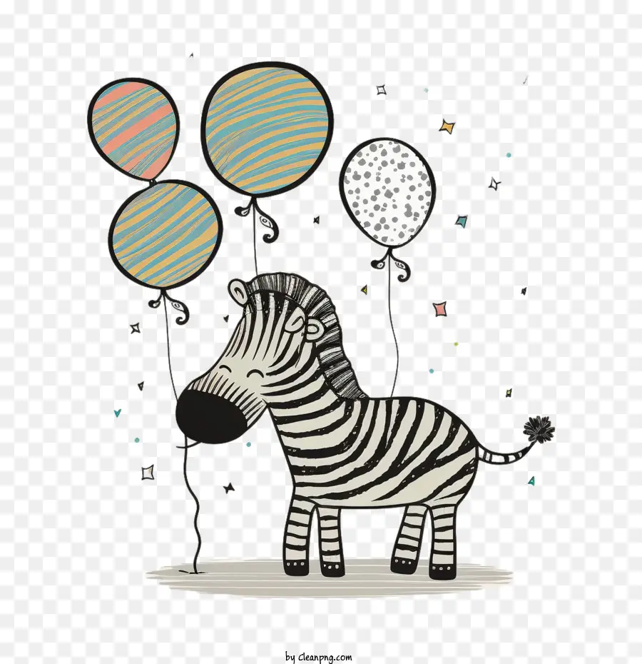 Carina zebra doodle zebra zebra che tiene palloncini - 