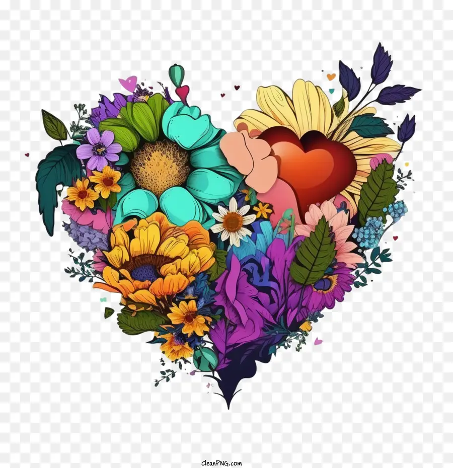 Farben der 90er Herzen Herzen mit Blumen florale Herzen - 