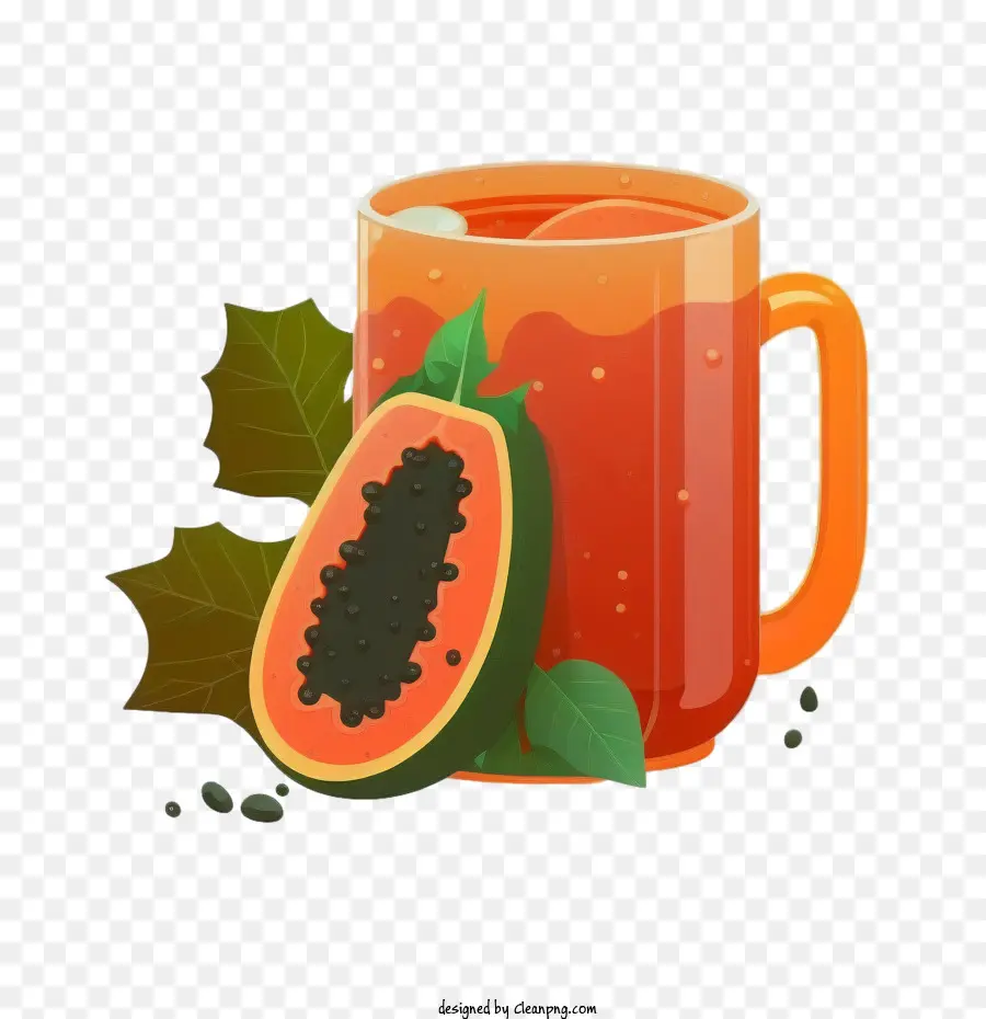 papaya juice papaya in mug  flat papaya juice cartoon papaya juice