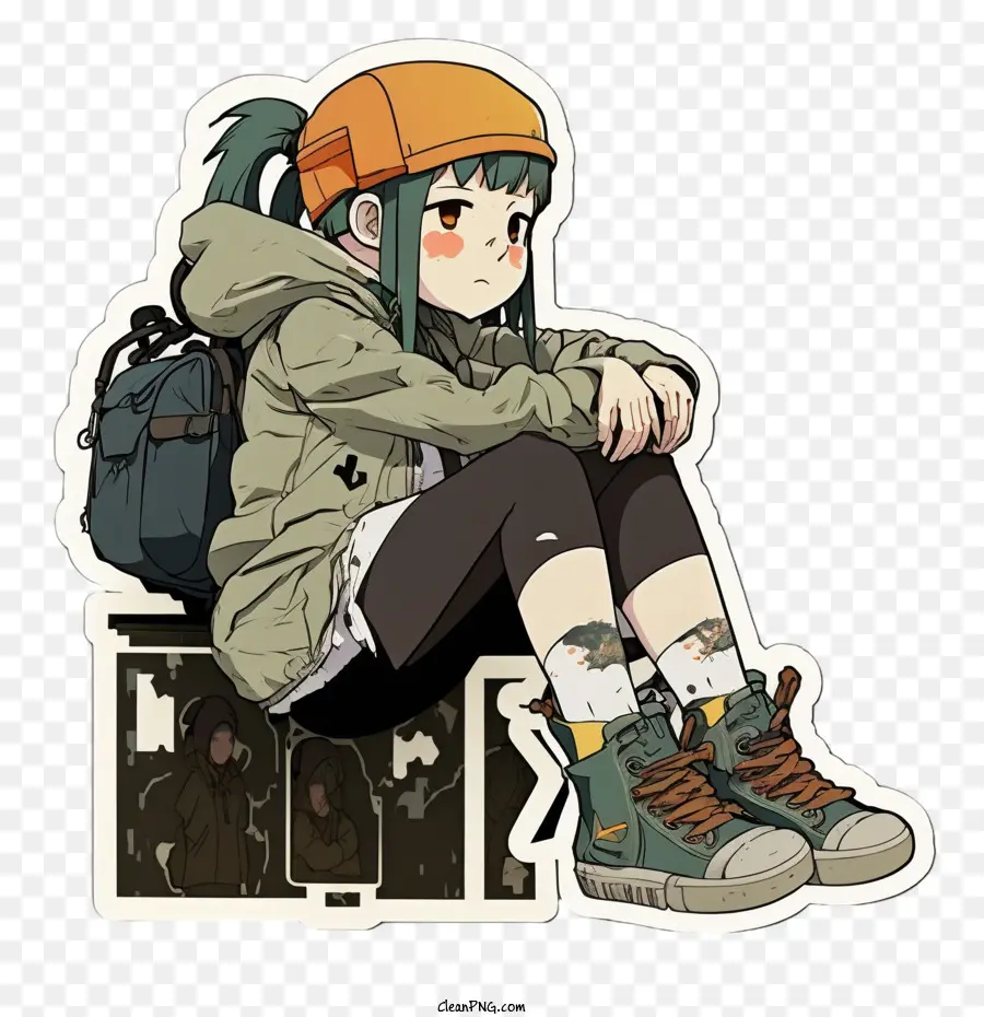 cartoon girl sitting girl