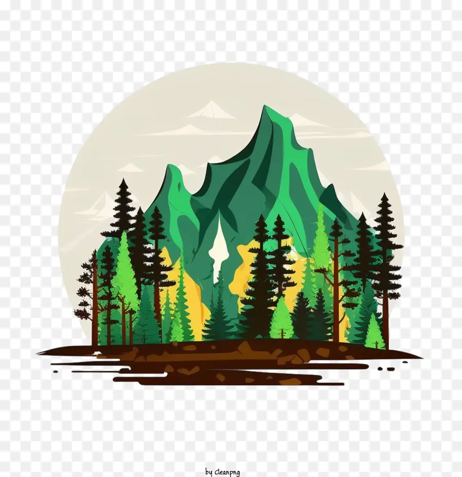 flat mountain mountain with pine trees