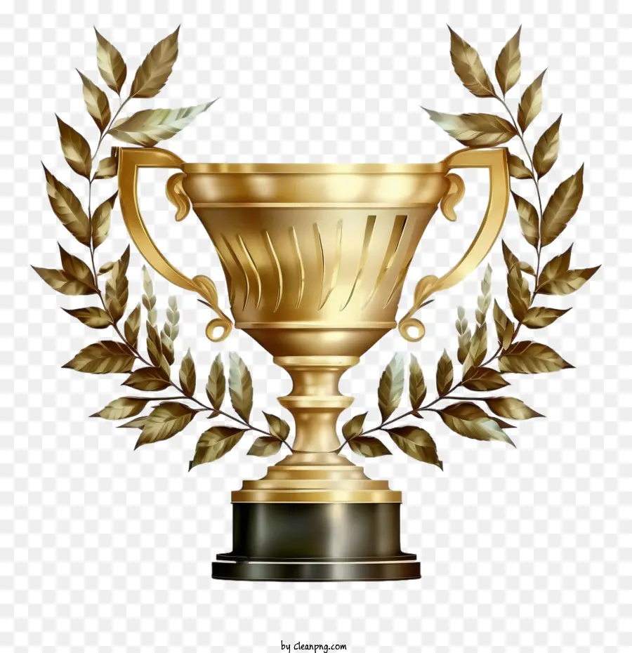 Trofeo ad acquerello tazza di trofeo oro tazza di trofeo con ghirlanda di alloro - 
