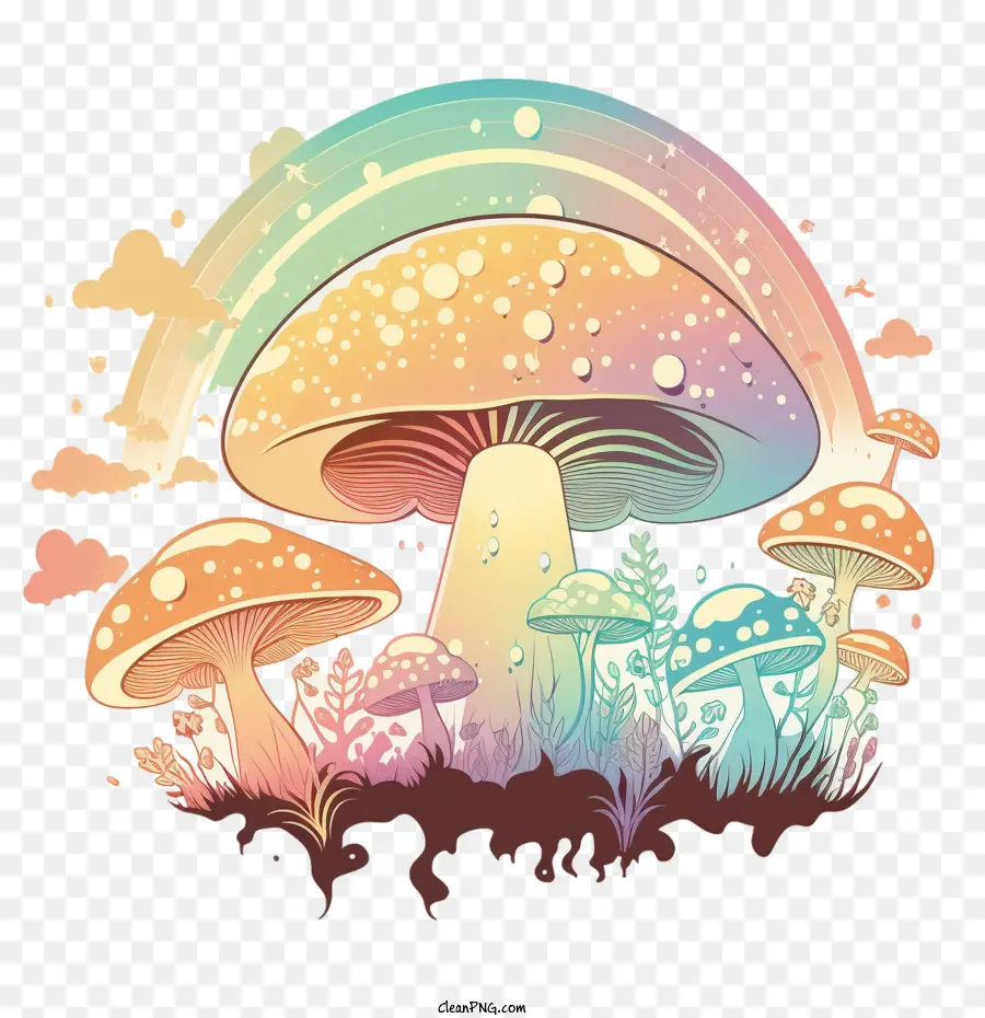 funghi retrò di funghi pastello - 